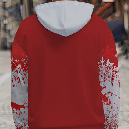 Men’s Festive Christmas Hoodie - Cozy Winter Wear with Santa Sleigh Print