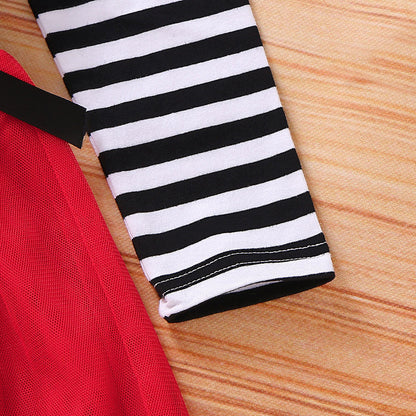 Adorable Santa Claus Striped Dress with Bow - Perfect for Holiday Fun!