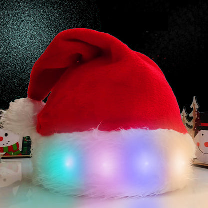 LED Christmas Santa Hat – Festive Luminous Plush Hat for Kids & Adults