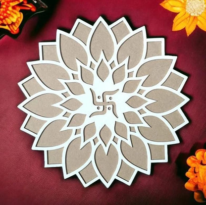 Reusable Wooden Base with Rangoli Template Mat – Create Stunning Rangoli Designs Effortlessly