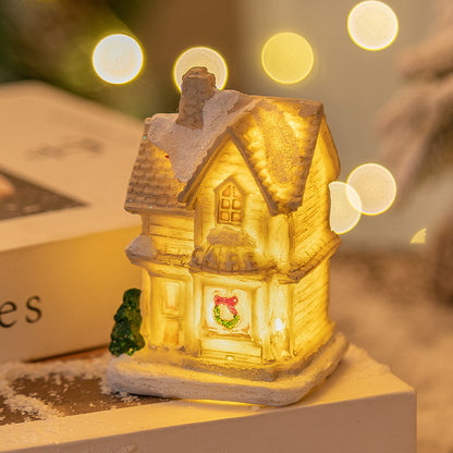 Mini LED Light-Up Christmas Village Houses – Festive Resin Decor for a Cozy Holiday Atmosphere