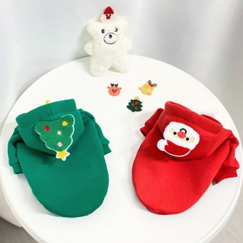 Adorable Christmas Pet Hoodie – Warm Santa & Tree Pullover for Cats & Dogs