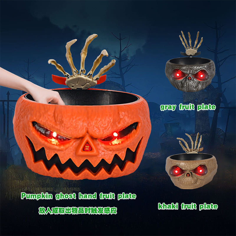 Motion-Activated Halloween Pumpkin Candy Bowl – Spooky Trick-or-Treat Fun with Surprise Moving Hand!