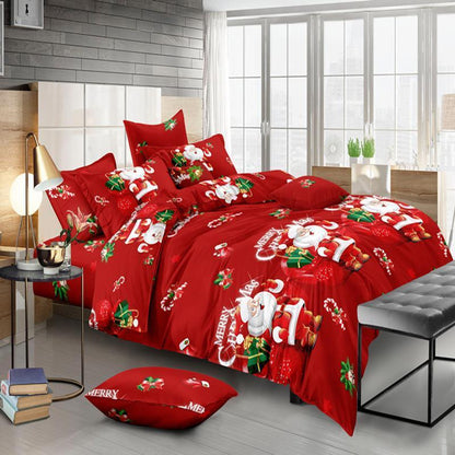 Festive Santa Claus Bedding Set - Cozy Christmas Three-Piece/Four-Piece Bedspread Collection