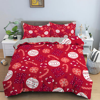 Festive Red Santa Claus Bedspread Set - Cozy Three-Piece Christmas Bedding