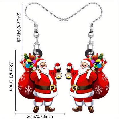 Playful Cartoon Santa Claus Acrylic Earrings – Festive Holiday Charm