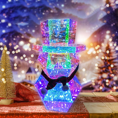 Prismatic LED Christmas Snowman Night Light – Colorful Holiday Tabletop Decor