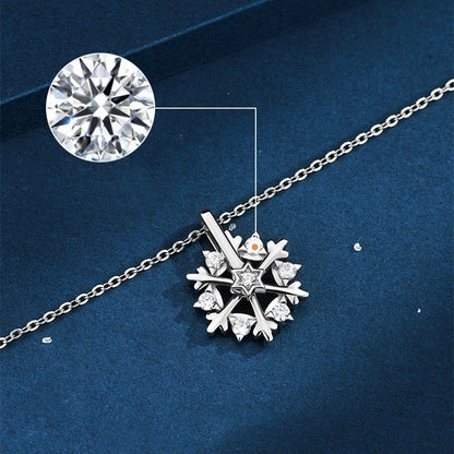 Rotatable 925 Silver Snowflake Necklace - A Sparkling Winter Treasure