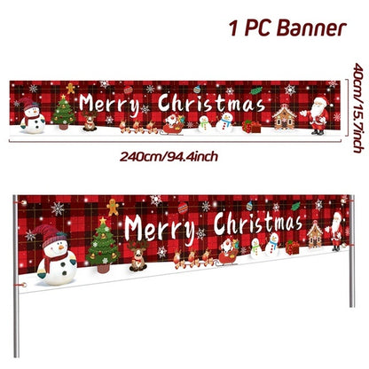 Outdoor Merry Christmas Banner - Festive Holiday Decoration Backdrop for Yard and Fence