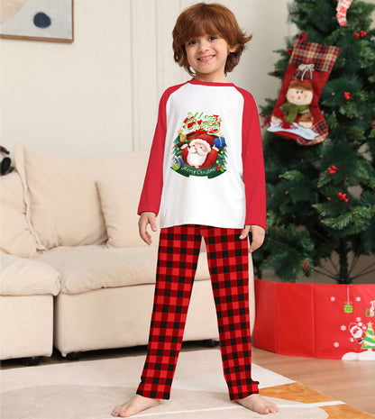 Festive Family Matching Pajama Set – Christmas Long Sleeve T-Shirts & Plaid Pants