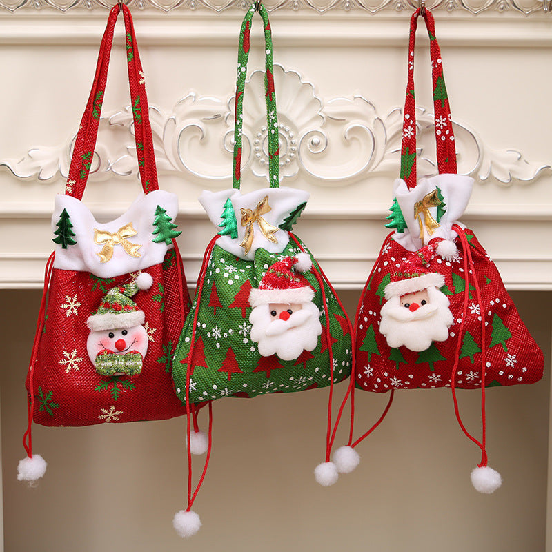 Santa Claus Christmas Drawstring Gift Bags – Festive Holiday Treat Sacks