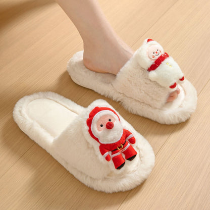 Santa Claus Plush Open-Toe Slippers – Cozy Up with Holiday Cheer!