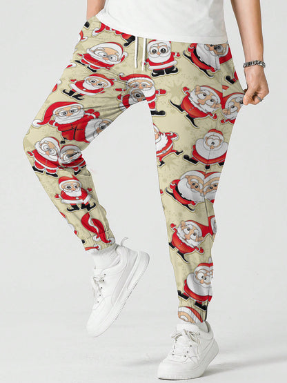 Men’s Christmas Printed Sweatpants – Festive Holiday Joggers with Snowman, Santa, and Reindeer Designs