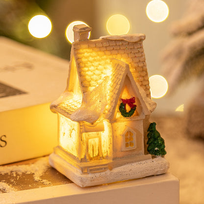 Mini LED Light-Up Christmas Village Houses – Festive Resin Decor for a Cozy Holiday Atmosphere