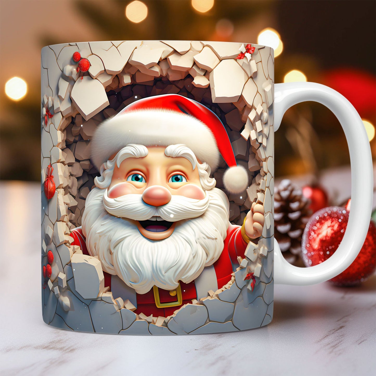 Festive 3D Christmas Ceramic Mug – Adorable Santa Design for Holiday Cheer!