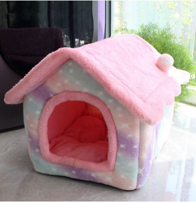 Cozy Cottage Pet House – Warm, Foldable, and Adorable for Dogs & Cats!