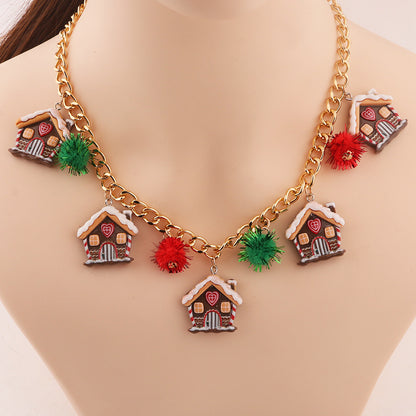 Holiday Charm Necklace – Christmas Stockings, Puddings, and Gingerbread House Pendants