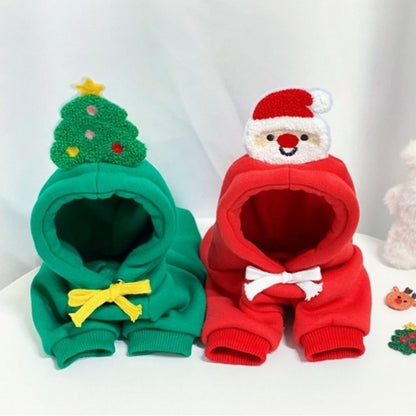 Adorable Christmas Pet Hoodie – Warm Santa & Tree Pullover for Cats & Dogs