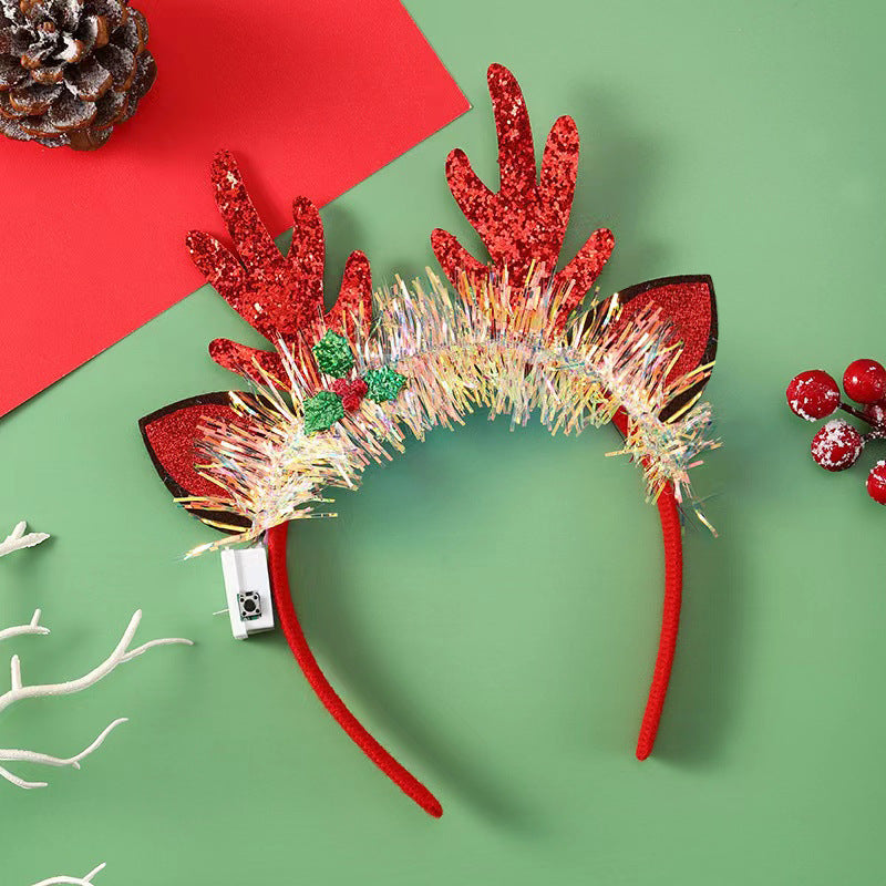 LED Christmas Hair Band | Festive Light-Up Headbands for Holiday Cheer - Reindeer, Candy Cane & Christmas Tree Styles