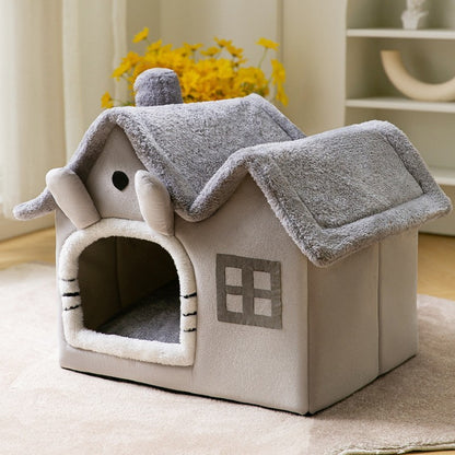 Cozy Cottage Pet House – Warm, Foldable, and Adorable for Dogs & Cats!