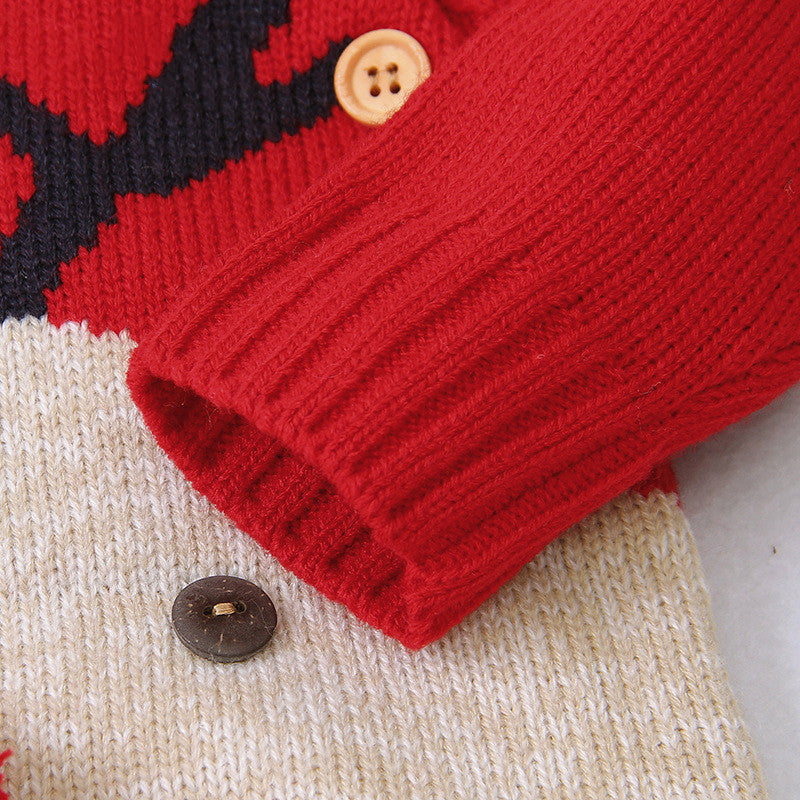 Adorable Knitted Reindeer Christmas Romper – Cozy & Festive for Little Ones!