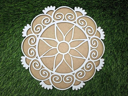 Reusable Wooden Base with Rangoli Template Mat – Create Stunning Rangoli Designs Effortlessly