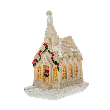 Mini LED Light-Up Christmas Village Houses – Festive Resin Decor for a Cozy Holiday Atmosphere