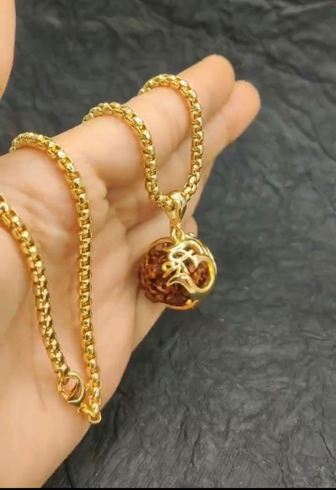 Om Rudraksha Pendant with Chain – Spiritual Elegance for Daily Wear