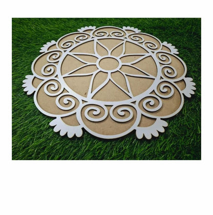 Reusable Wooden Base with Rangoli Template Mat – Create Stunning Rangoli Designs Effortlessly