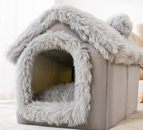 Cozy Cottage Pet House – Warm, Foldable, and Adorable for Dogs & Cats!