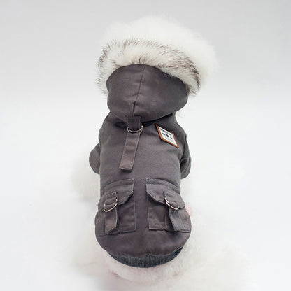 Stylish Winter Dog Parka with Faux Fur Hood – Warm & Trendy Dog Coat!