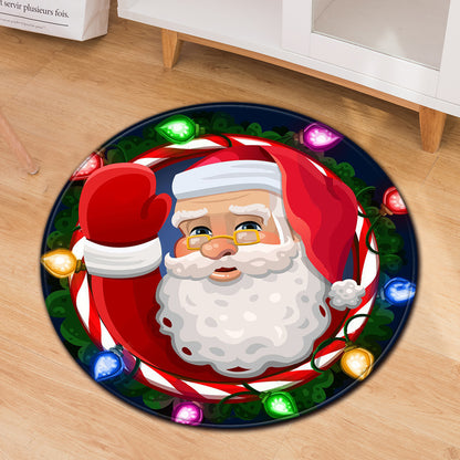 Festive Round Christmas Doormats – Non-Slip Holiday Floor Décor for Your Home