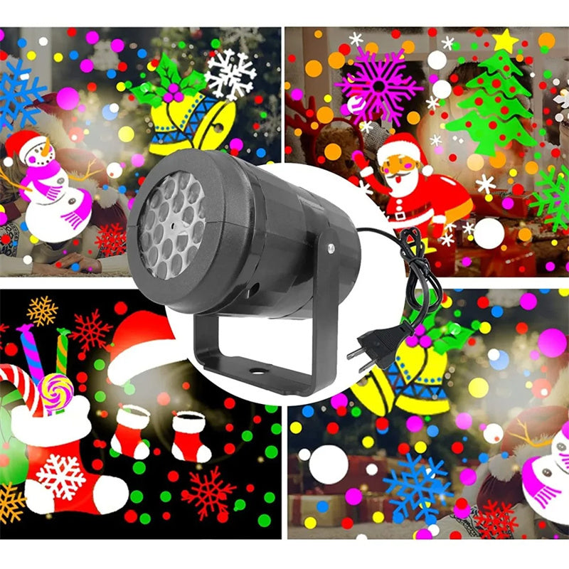 Festive Christmas LED Projector Light – Rotating Holiday Patterns for Indoor & Outdoor Decor