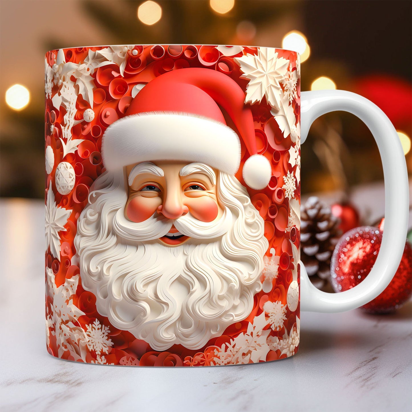 Festive 3D Christmas Ceramic Mug – Adorable Santa Design for Holiday Cheer!