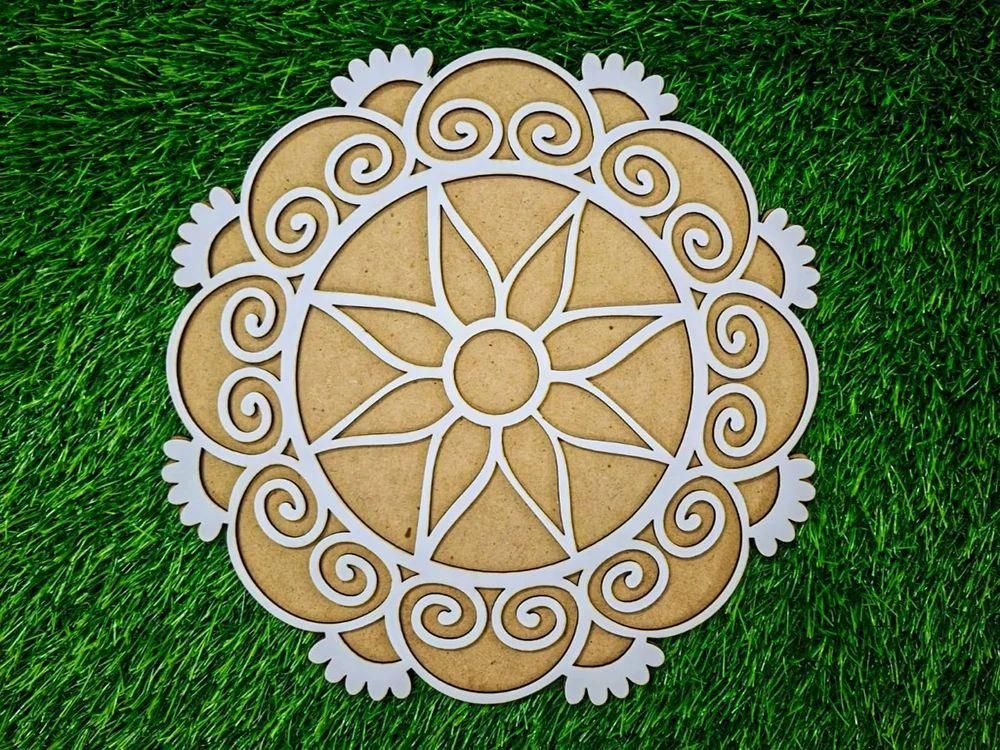 Reusable Wooden Base with Rangoli Template Mat – Create Stunning Rangoli Designs Effortlessly