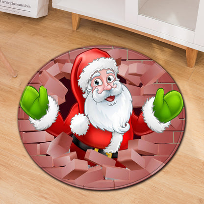 Festive Round Christmas Doormats – Non-Slip Holiday Floor Décor for Your Home