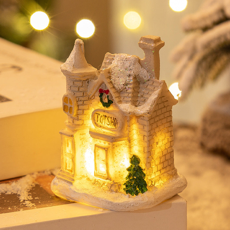 Mini LED Light-Up Christmas Village Houses – Festive Resin Decor for a Cozy Holiday Atmosphere