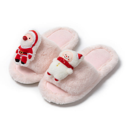 Santa Claus Plush Open-Toe Slippers – Cozy Up with Holiday Cheer!