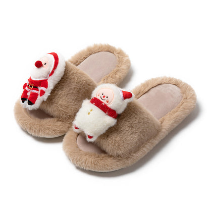 Santa Claus Plush Open-Toe Slippers – Cozy Up with Holiday Cheer!