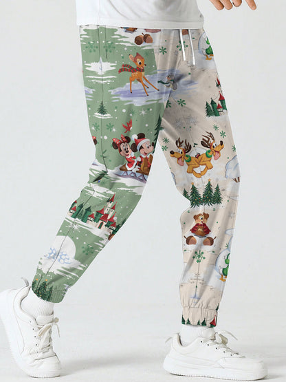 Men’s Christmas Printed Sweatpants – Festive Holiday Joggers with Snowman, Santa, and Reindeer Designs