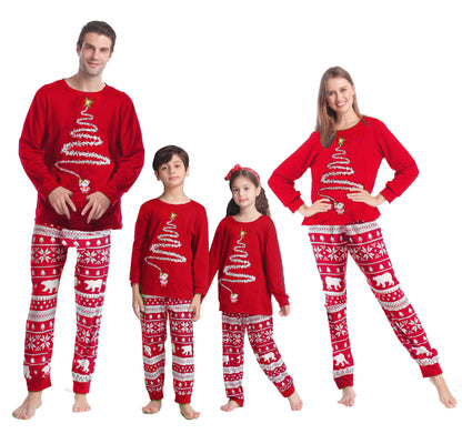 Christmas Tree Printed Parent-Child Matching Pajama Set - Perfect for Family Celebrations