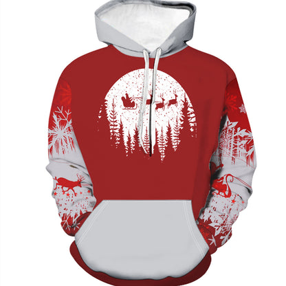 Men’s Festive Christmas Hoodie - Cozy Winter Wear with Santa Sleigh Print