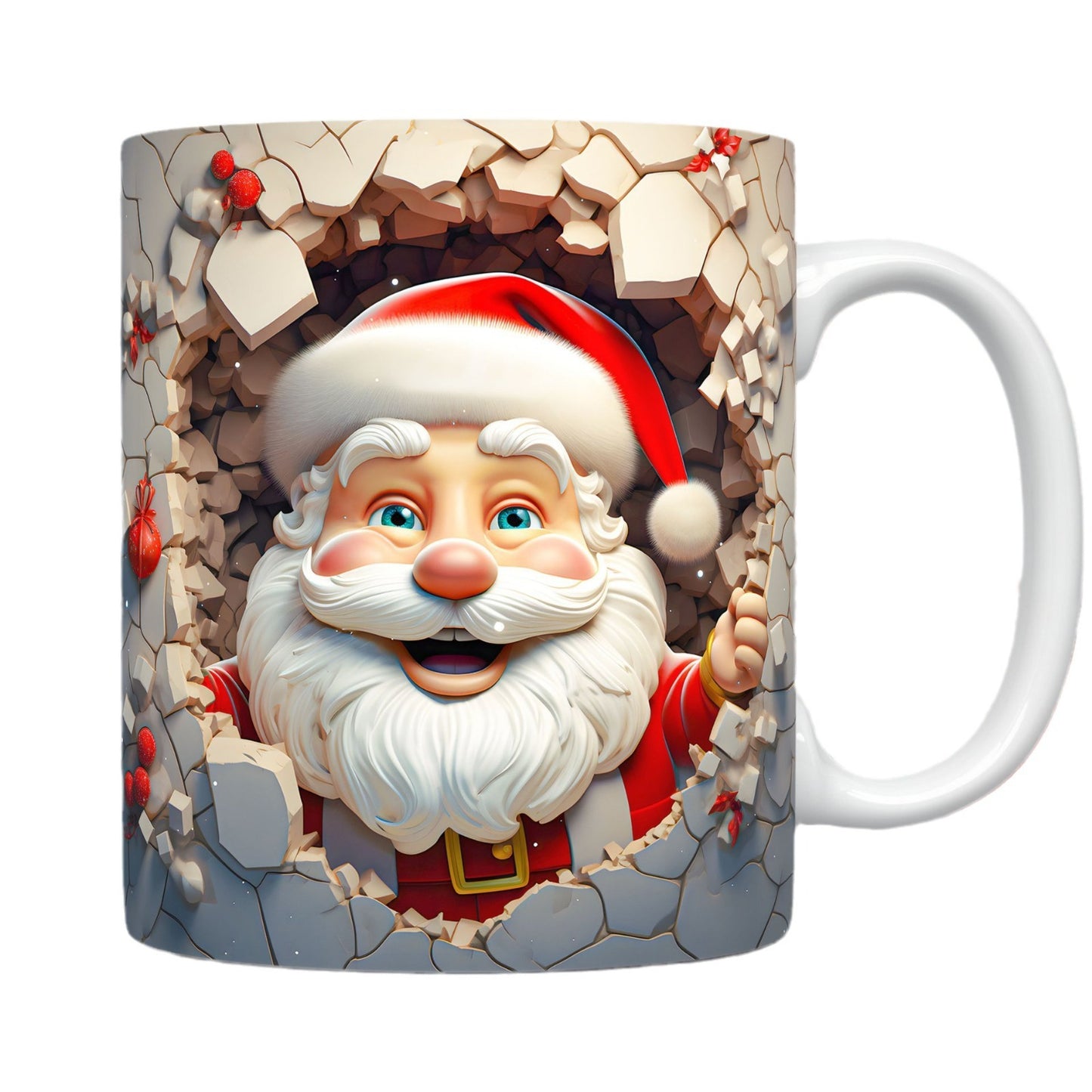 Festive 3D Christmas Ceramic Mug – Adorable Santa Design for Holiday Cheer!