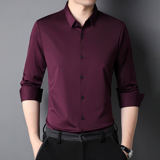 Premium Iron-Free Micro-Elastic Oxford Long Sleeve Shirt for Men