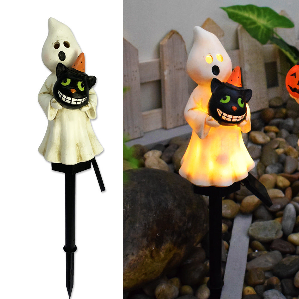 Solar-Powered Halloween Pumpkin Lantern – Handcrafted Resin Decor for a Festive Garden Glow!