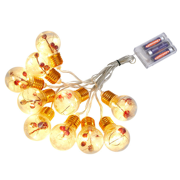 Festive Christmas Bulb String Lights – Outdoor Red Fruit Holiday Décor