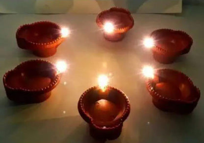 Water Sensor E-Diya – Warm Orange LED Candle Diyas for Diwali Decoration (Pack of 12)