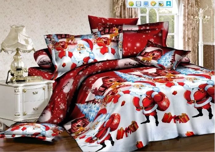 Festive Santa Claus Bedding Set - Cozy Christmas Three-Piece/Four-Piece Bedspread Collection