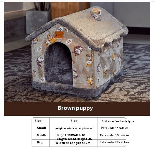 Cozy Cottage Pet House – Warm, Foldable, and Adorable for Dogs & Cats!