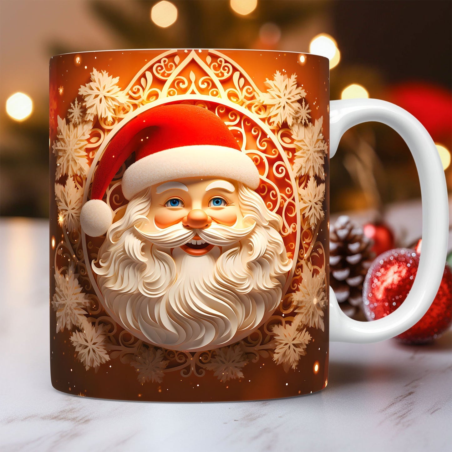 Festive 3D Christmas Ceramic Mug – Adorable Santa Design for Holiday Cheer!